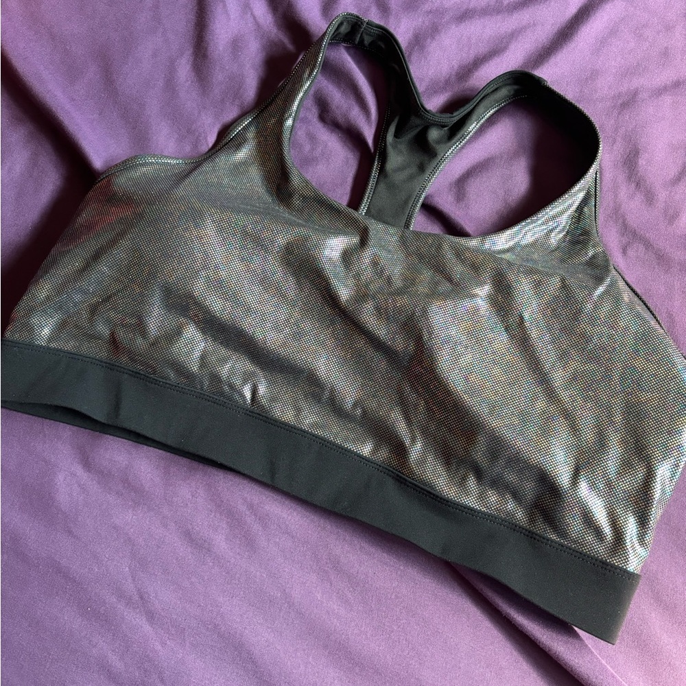 ZYIA Black and Silver Racerback Sports Bra